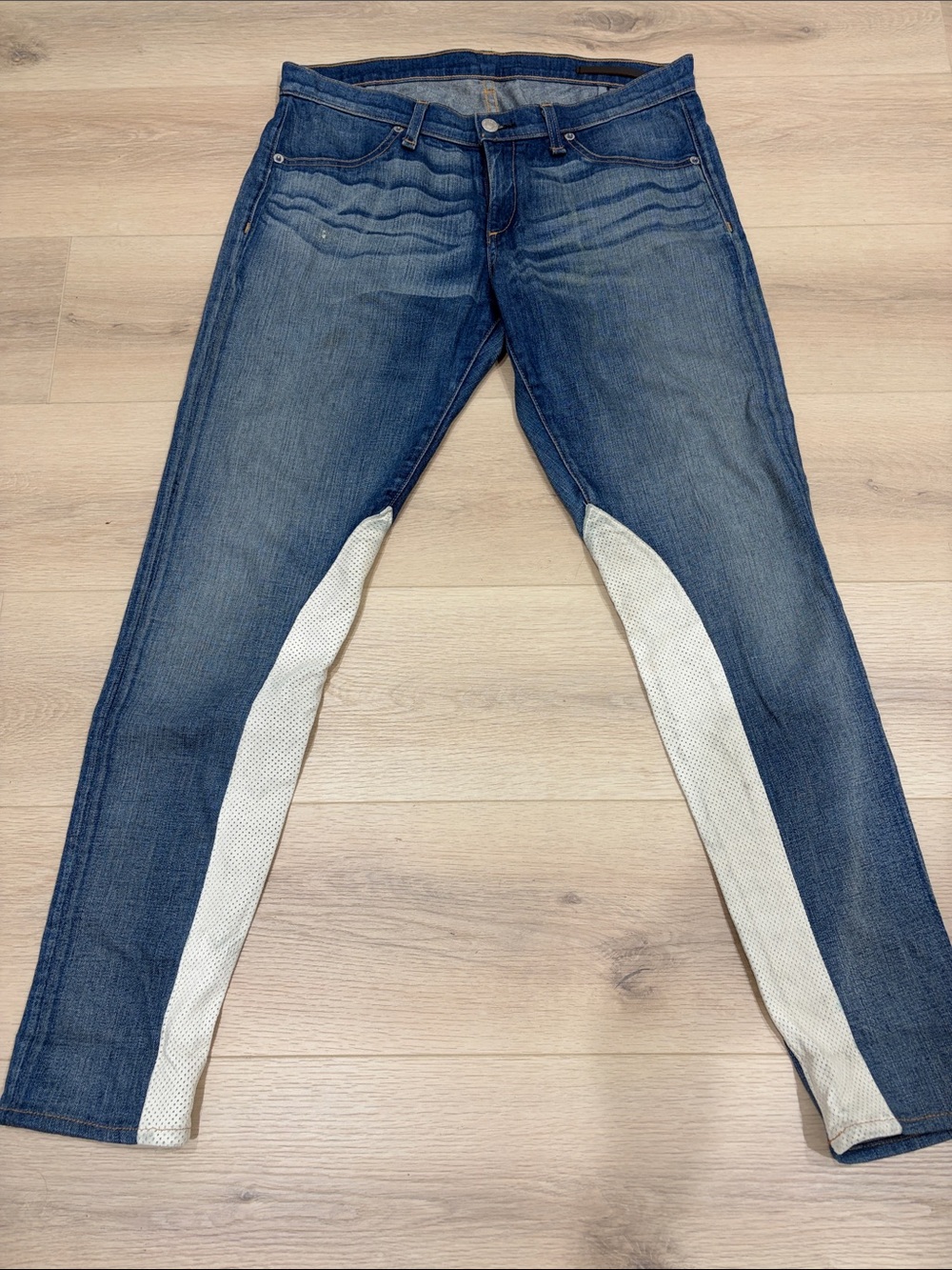 rag & bone Indigo Skinny Jeans with White Lambskin Inner Panels
